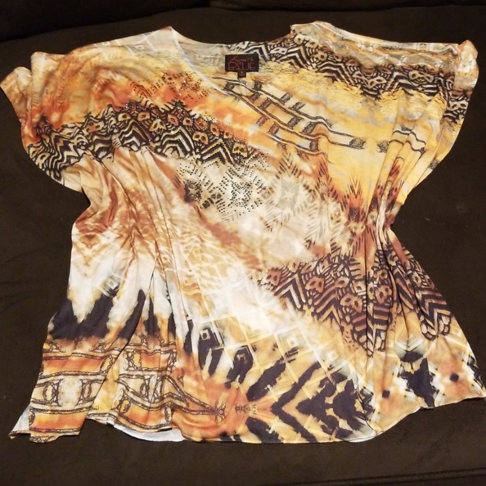 Stud Embellished Jersey Knit Southwestern Poncho S